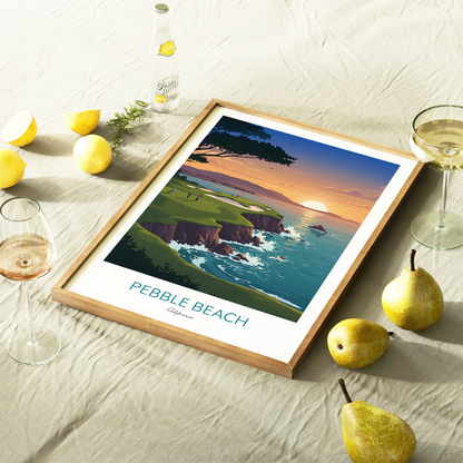 Pebble Beach Golf Course Print — California Coastal Wall Art (Unframed)