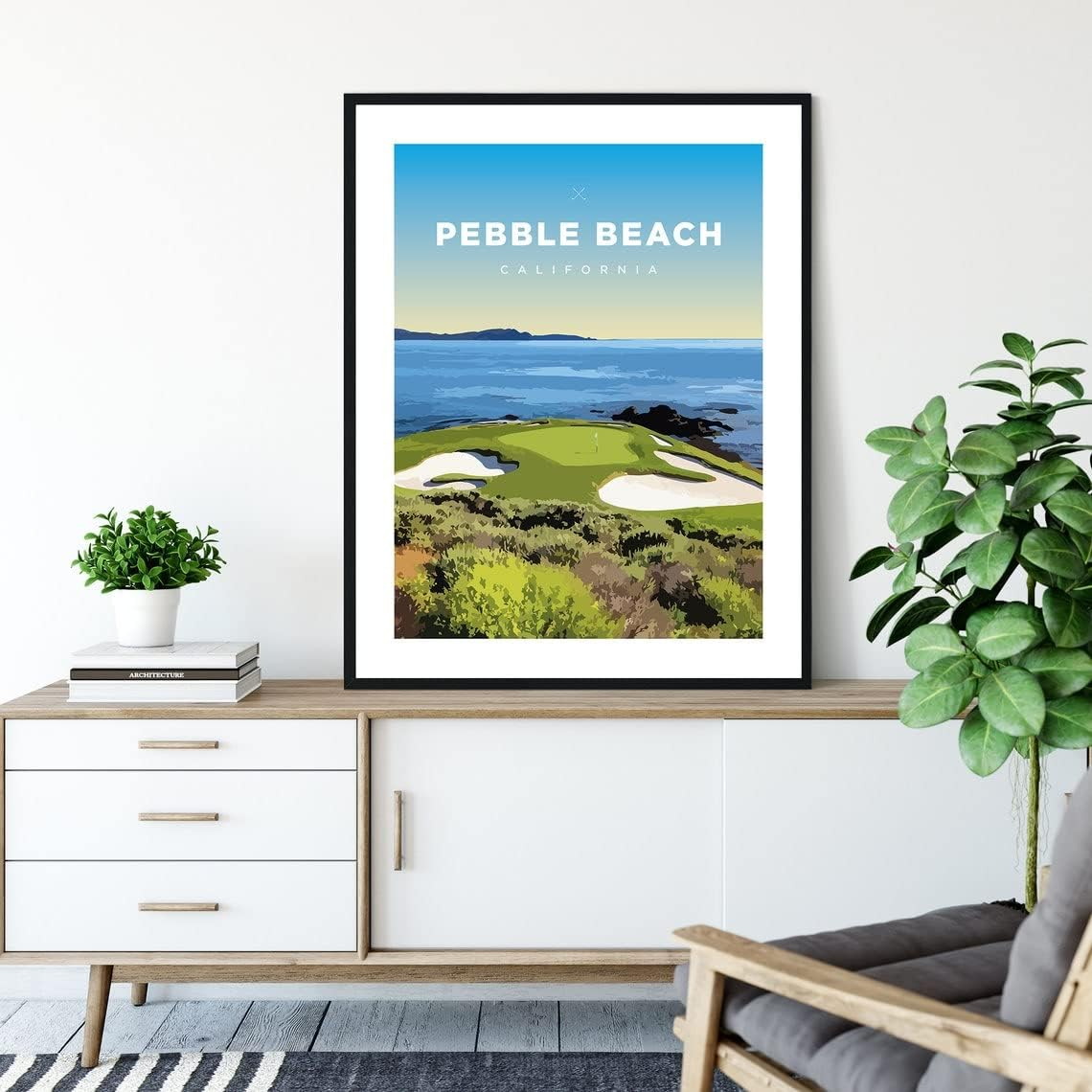 Pebble Beach Golf Course Print — California Ocean View Wall Art (Unframed)