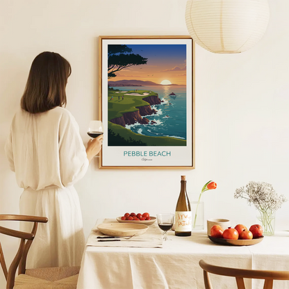 Pebble Beach Golf Course Print — California Coastal Wall Art (Unframed)