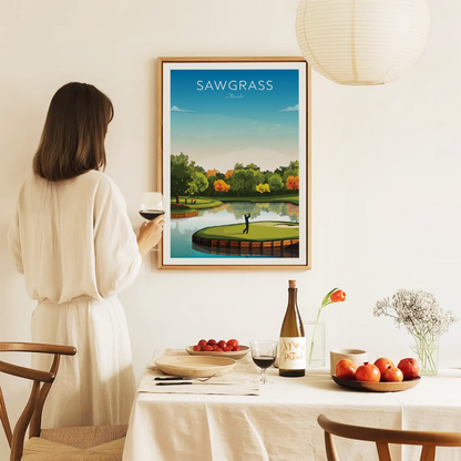 Sawgrass Golf Course Print — Florida Island Green Wall Art (Unframed)