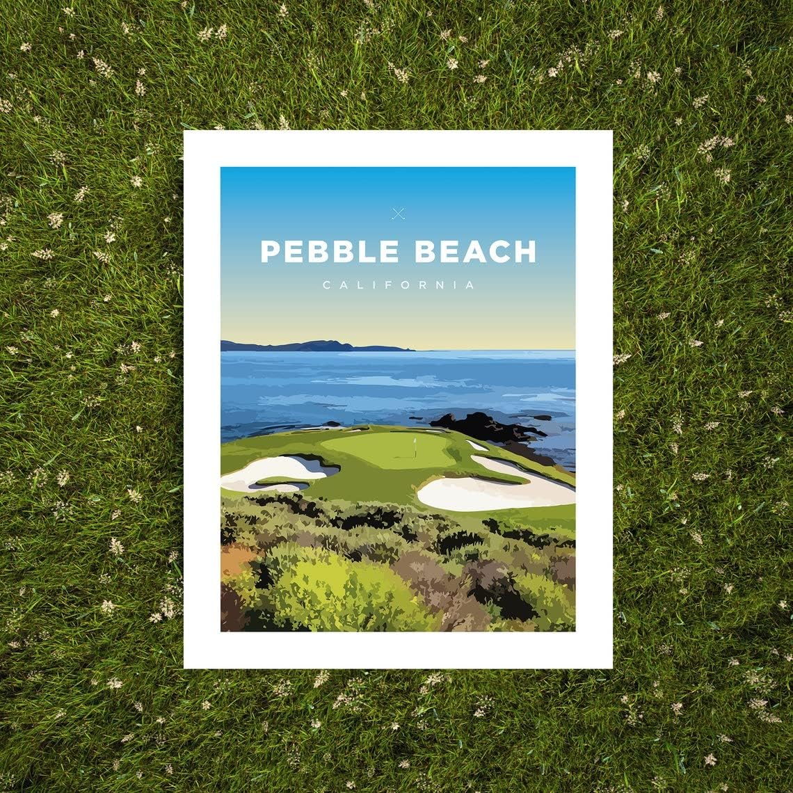 Pebble Beach Golf Course Print — California Ocean View Wall Art (Unframed)