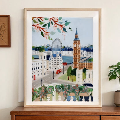 Close-up of the London print showing the matte paper and white border