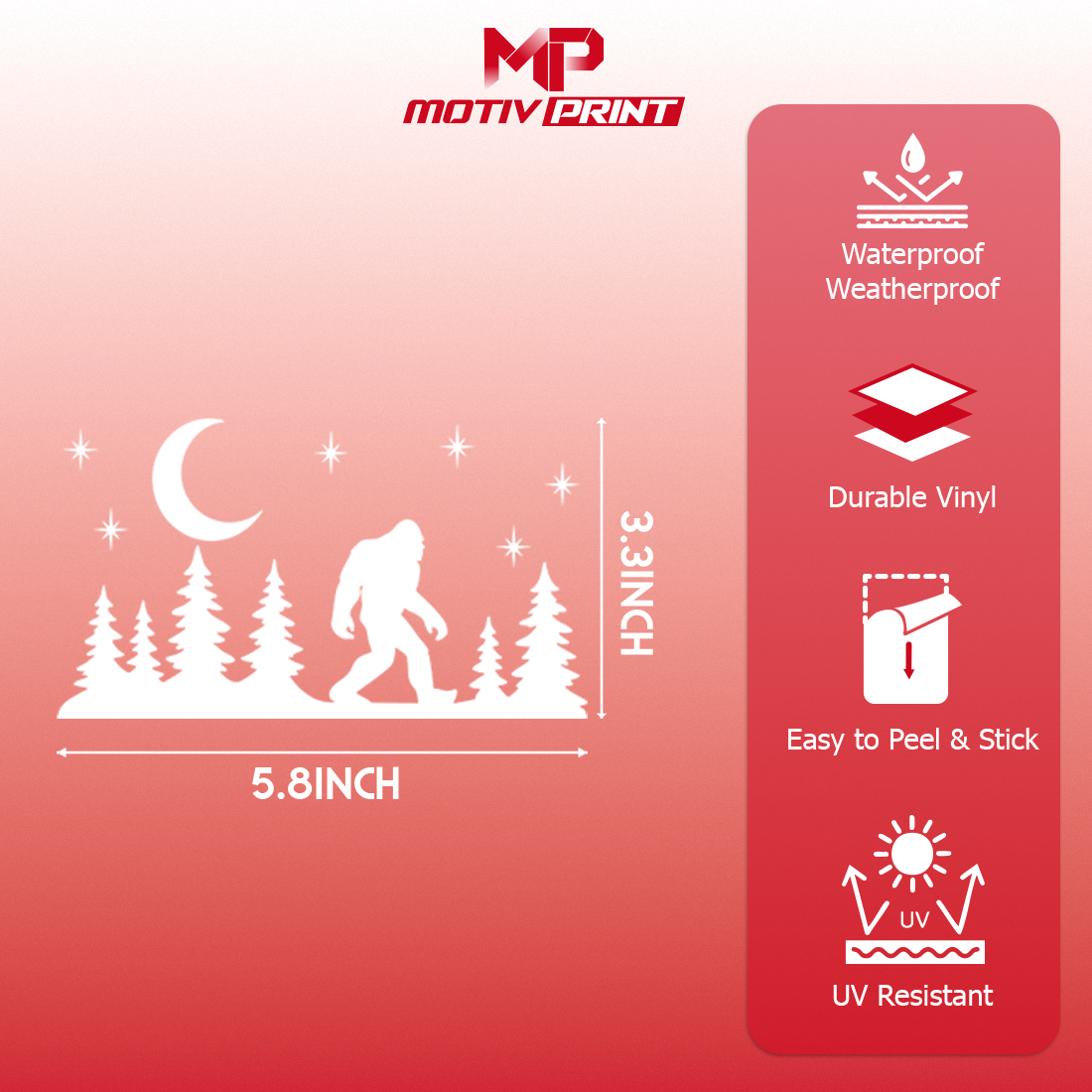 Bigfoot Forest Night Car Decal — Sasquatch Vinyl Sticker