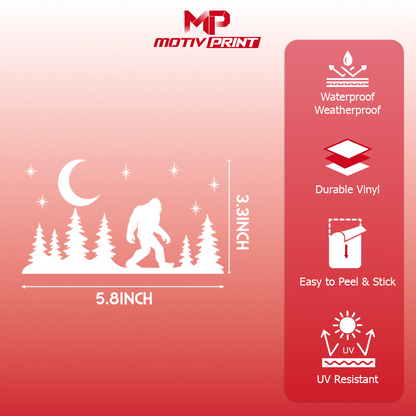 Bigfoot Forest Night Car Decal — Sasquatch Vinyl Sticker