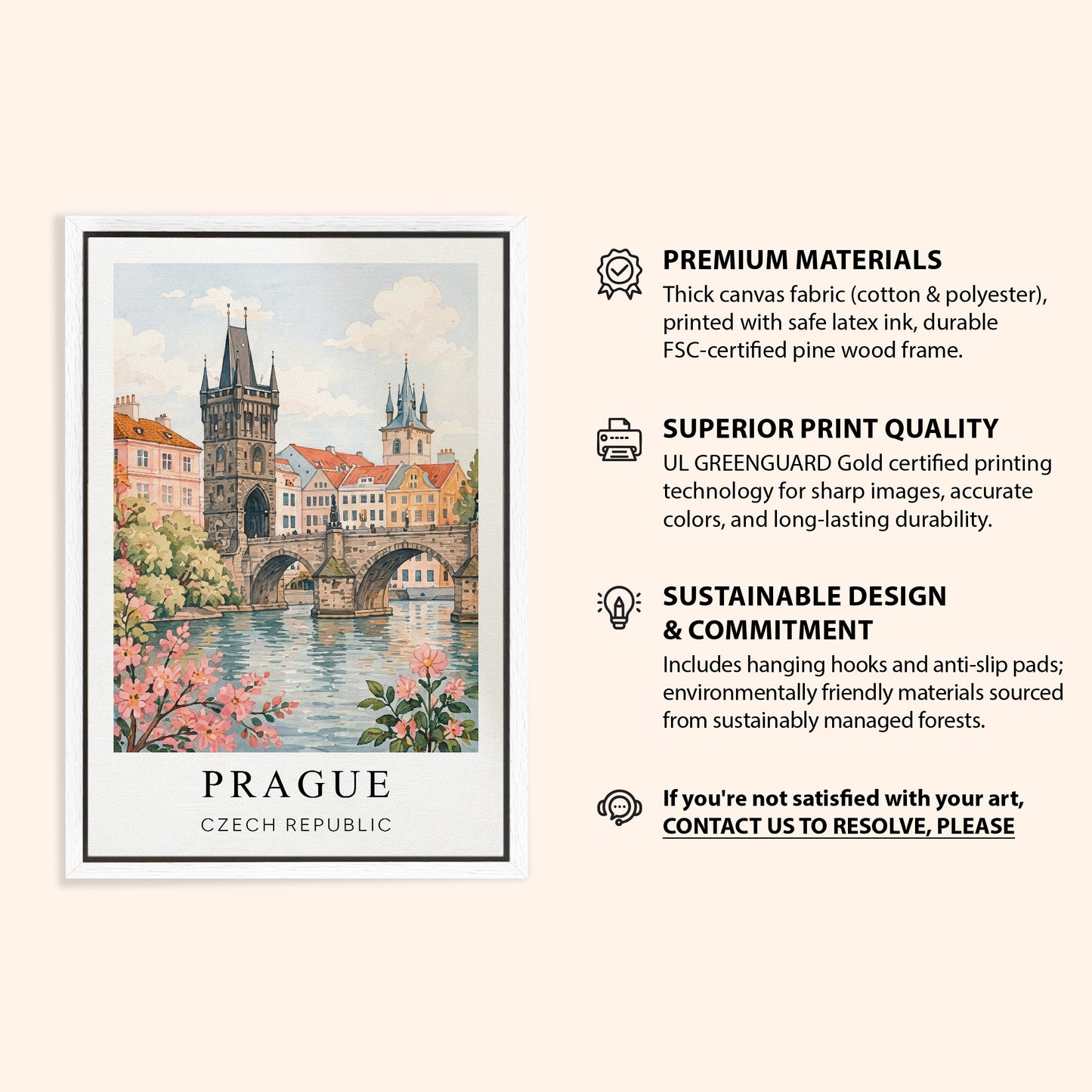 Prague Canvas Wall Art — Czech Republic Cityscape Decor