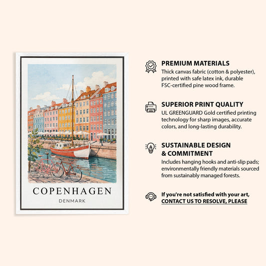 Copenhagen Canvas Wall Art — Denmark Canal Decor