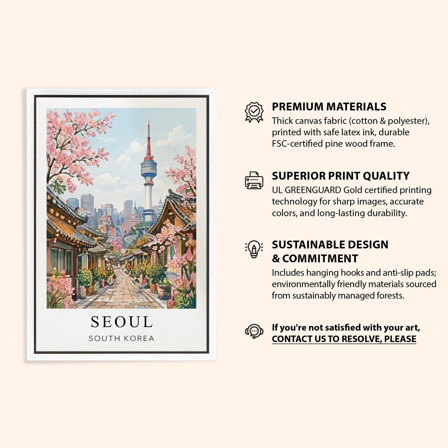 Seoul Canvas Wall Art — South Korea Cityscape Decor
