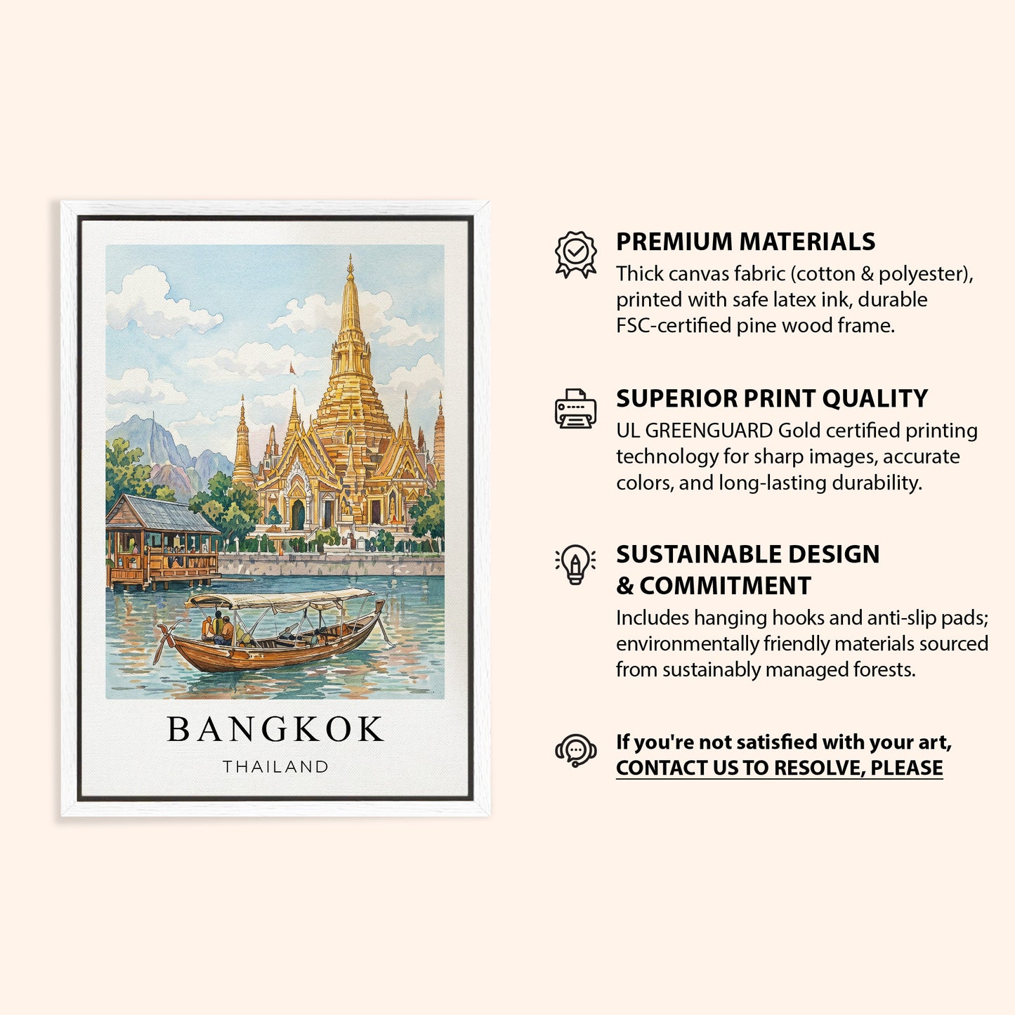 Bangkok Canvas Wall Art — Thailand Cityscape Decor