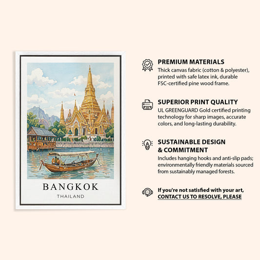 Bangkok Canvas Wall Art — Thailand Cityscape Decor
