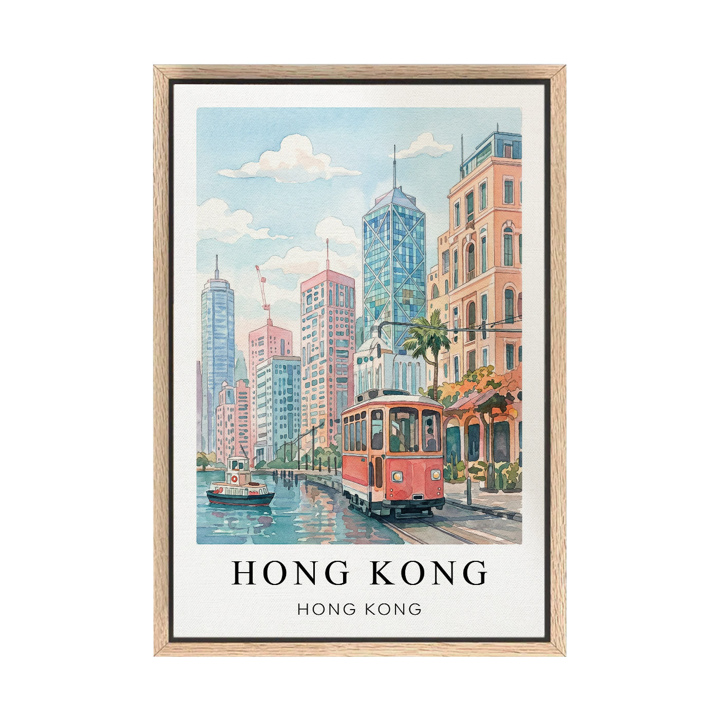 Hong Kong Canvas Wall Art — Harbor Cityscape Decor