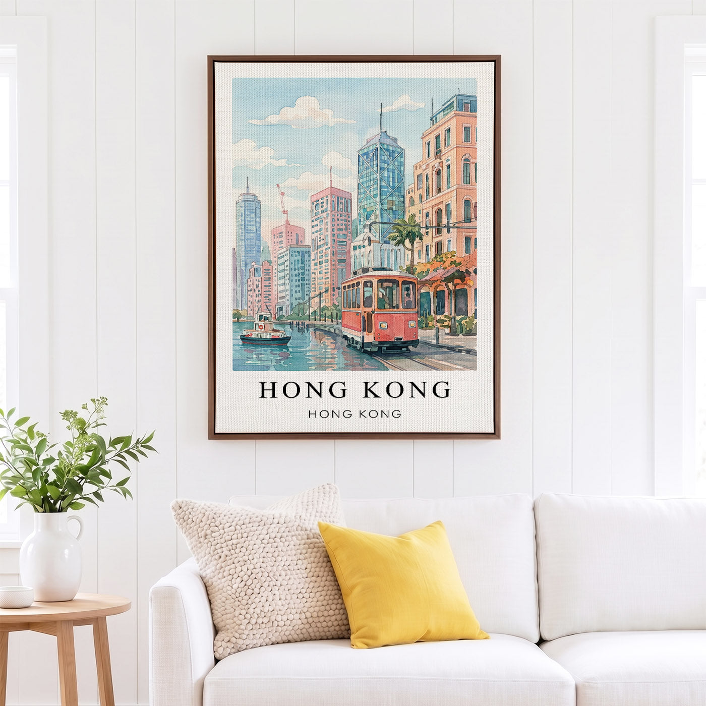 Hong Kong Canvas Wall Art — Harbor Cityscape Decor