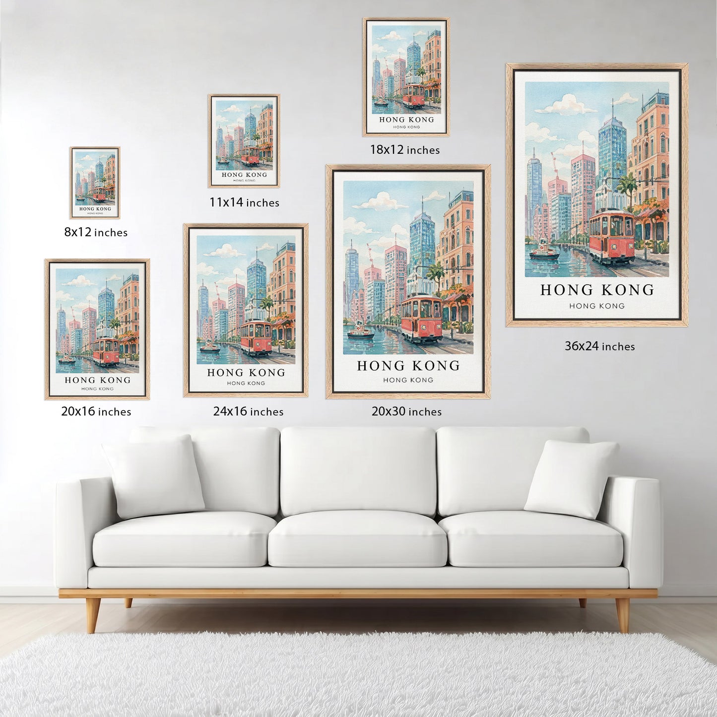 Hong Kong Canvas Wall Art — Harbor Cityscape Decor