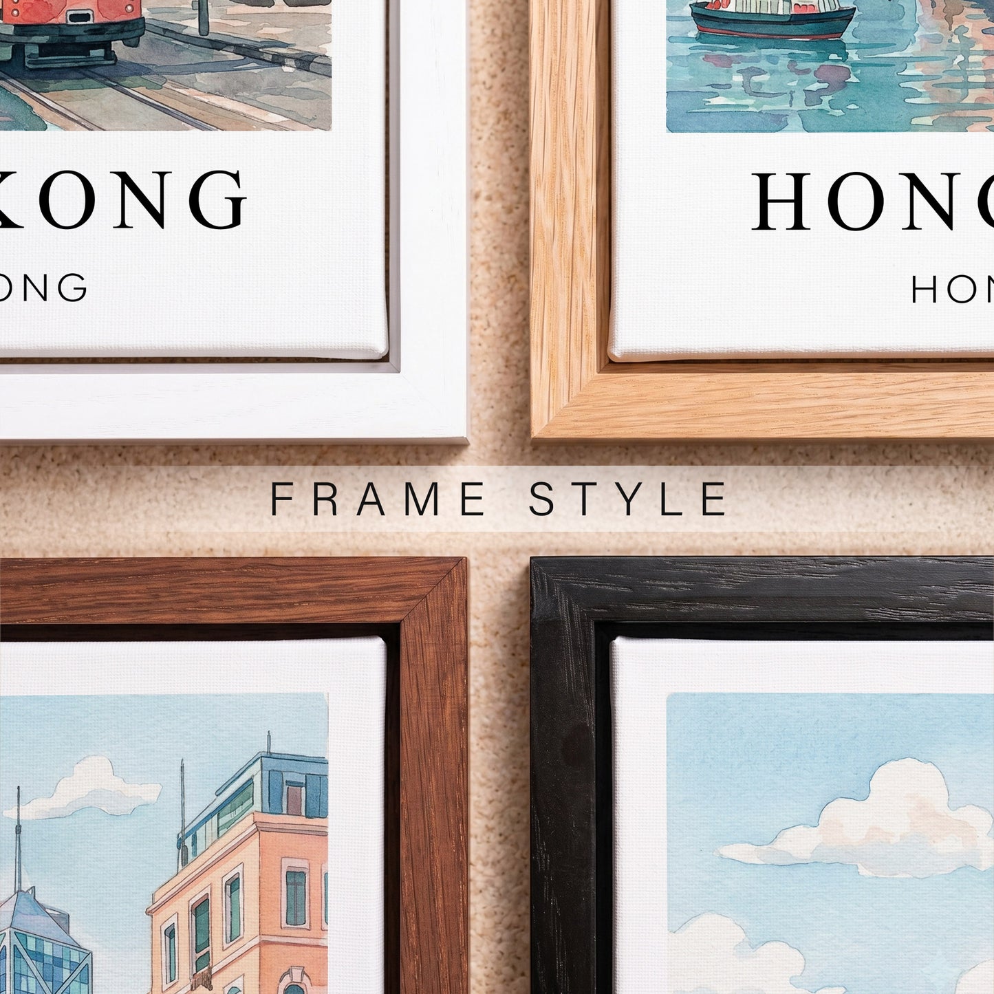 Hong Kong Canvas Wall Art — Harbor Cityscape Decor