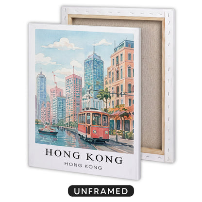 Hong Kong Canvas Wall Art — Harbor Cityscape Decor