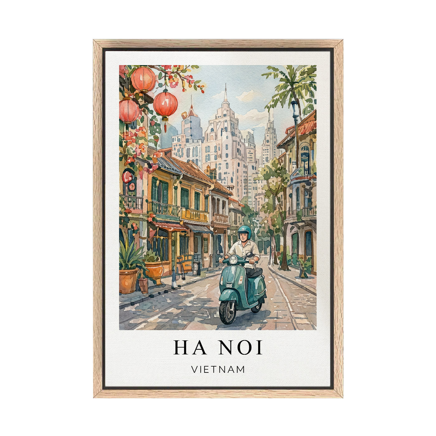Hanoi Canvas Wall Art – Vietnam Travel Decor, Old Quarter Cityscape Artwork