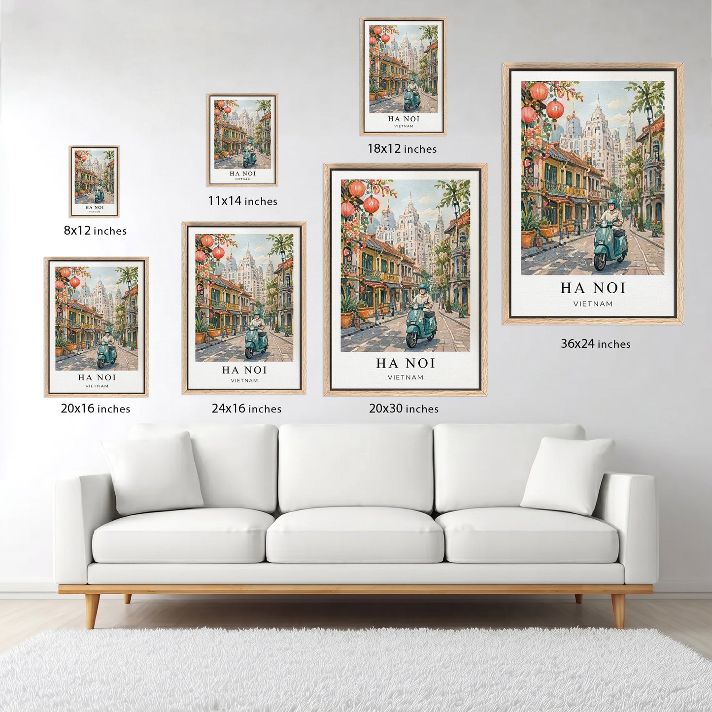 Hanoi Canvas Wall Art – Vietnam Travel Decor, Old Quarter Cityscape Artwork