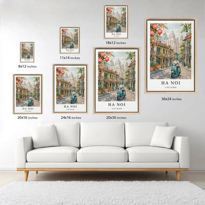 Hanoi Canvas Wall Art – Vietnam Travel Decor, Old Quarter Cityscape Artwork