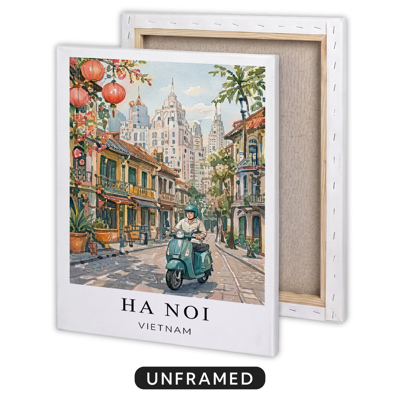 Hanoi Canvas Wall Art – Vietnam Travel Decor, Old Quarter Cityscape Artwork