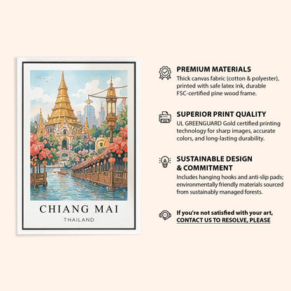 Chiang Mai Canvas Wall Art – Thailand Temple Decor, Cultural Travel Artwork
