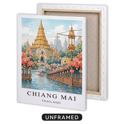 Chiang Mai Canvas Wall Art – Thailand Temple Decor, Cultural Travel Artwork