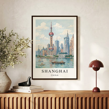 Shanghai Canvas Wall Art – China Skyline Decor, Oriental Pearl Tower Cityscape Artwork