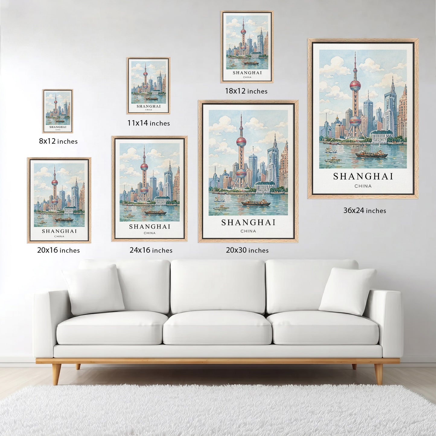 Shanghai Canvas Wall Art – China Skyline Decor, Oriental Pearl Tower Cityscape Artwork