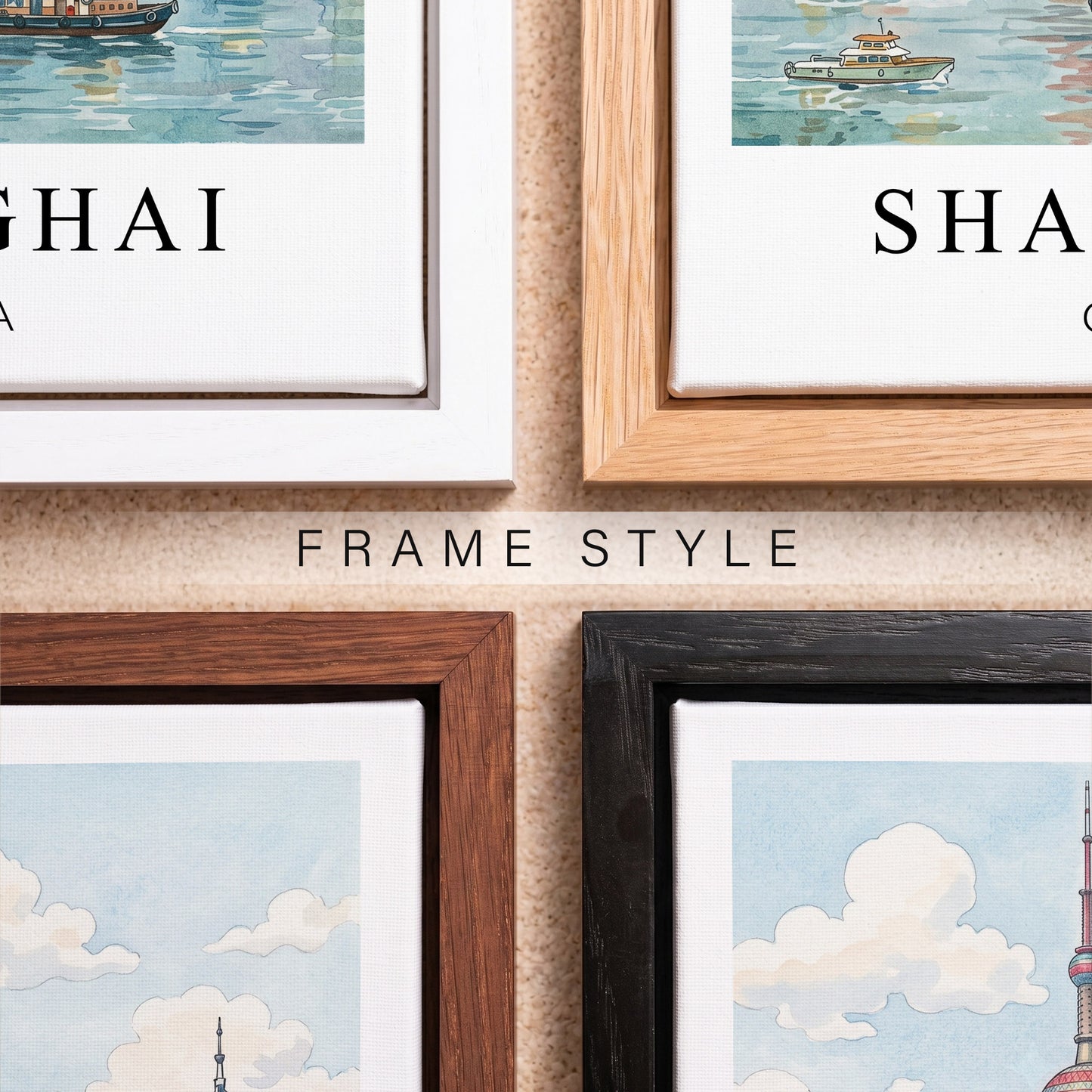 Shanghai Canvas Wall Art – China Skyline Decor, Oriental Pearl Tower Cityscape Artwork