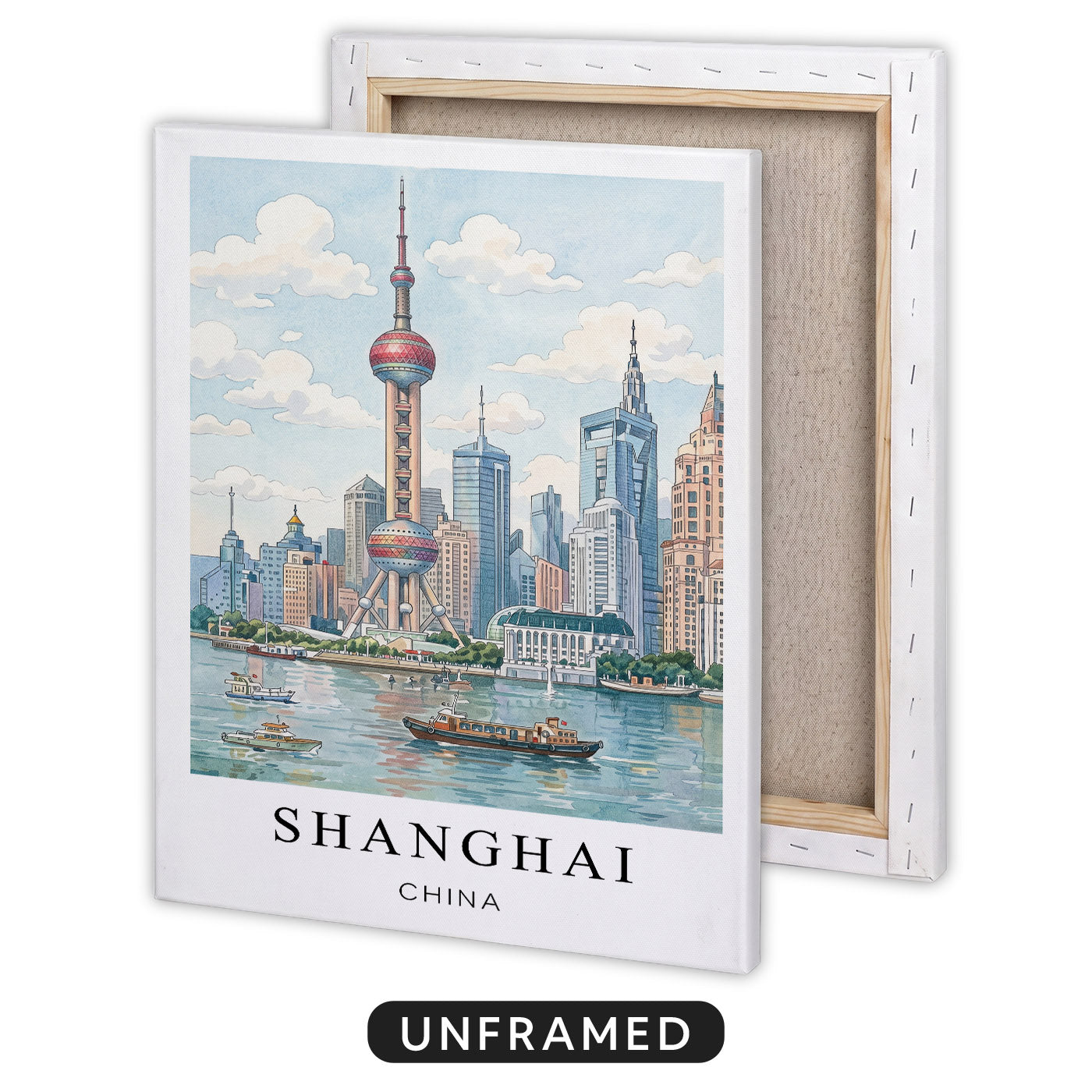 Shanghai Canvas Wall Art – China Skyline Decor, Oriental Pearl Tower Cityscape Artwork