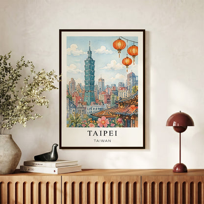 Taipei Canvas Wall Art – Taiwan Skyline Decor, Asian Cityscape Artwork