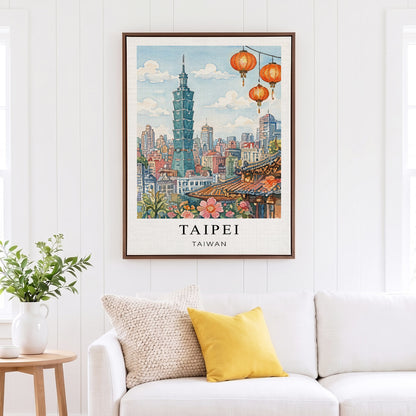 Taipei Canvas Wall Art – Taiwan Skyline Decor, Asian Cityscape Artwork