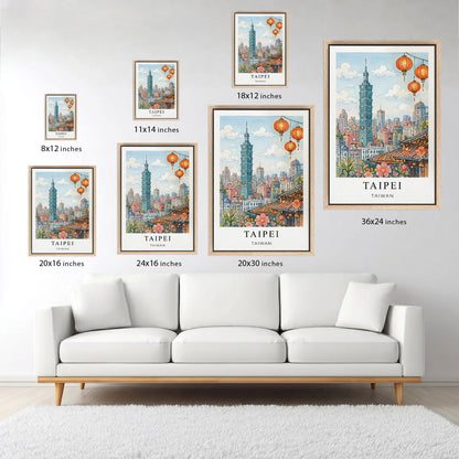 Taipei Canvas Wall Art – Taiwan Skyline Decor, Asian Cityscape Artwork