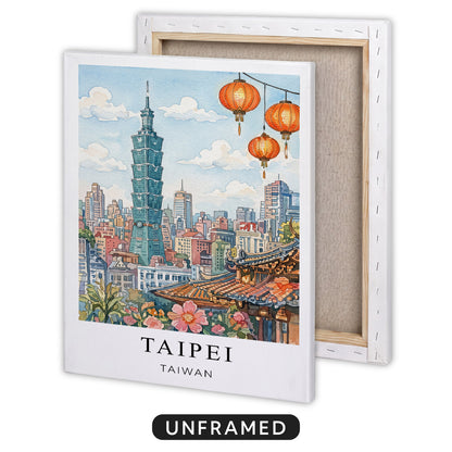 Taipei Canvas Wall Art – Taiwan Skyline Decor, Asian Cityscape Artwork