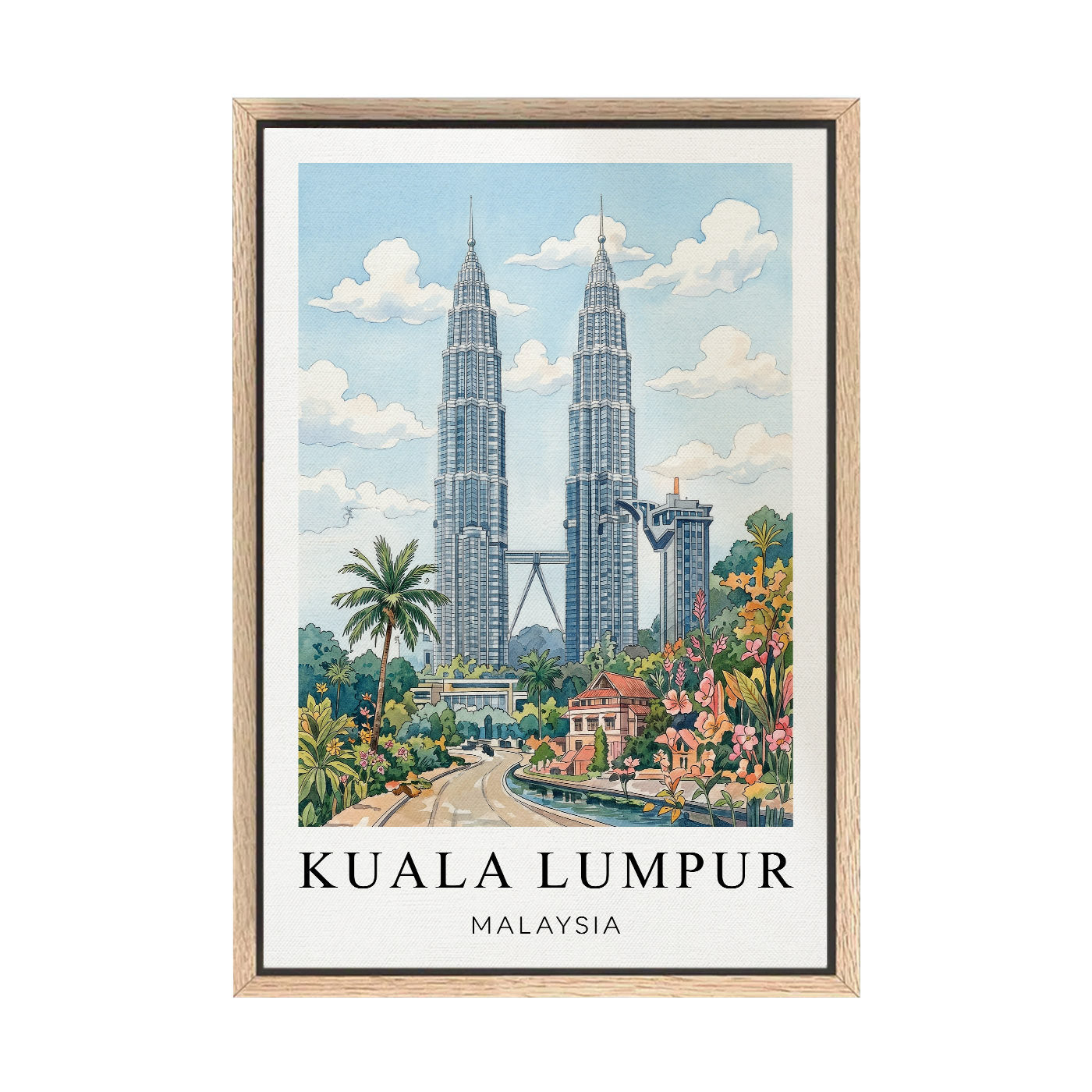 Kuala Lumpur Canvas Wall Art – Malaysia Skyline Decor, Modern Travel Artwork