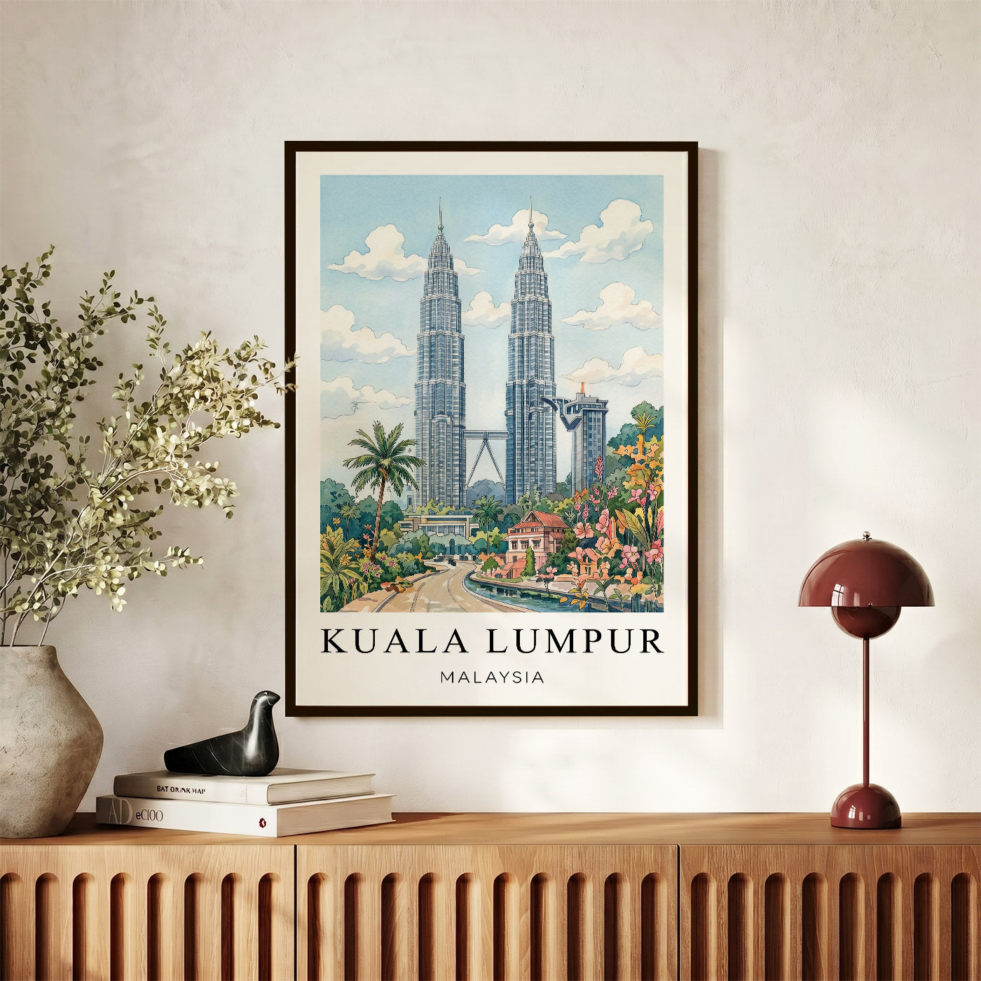 Kuala Lumpur Canvas Wall Art – Malaysia Skyline Decor, Modern Travel Artwork