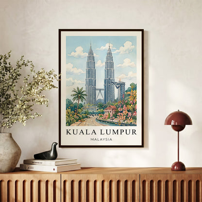 Kuala Lumpur Canvas Wall Art – Malaysia Skyline Decor, Modern Travel Artwork