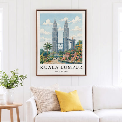Kuala Lumpur Canvas Wall Art – Malaysia Skyline Decor, Modern Travel Artwork