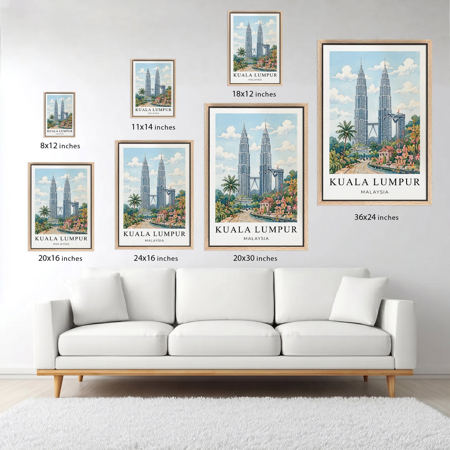 Kuala Lumpur Canvas Wall Art – Malaysia Skyline Decor, Modern Travel Artwork