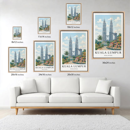 Kuala Lumpur Canvas Wall Art – Malaysia Skyline Decor, Modern Travel Artwork