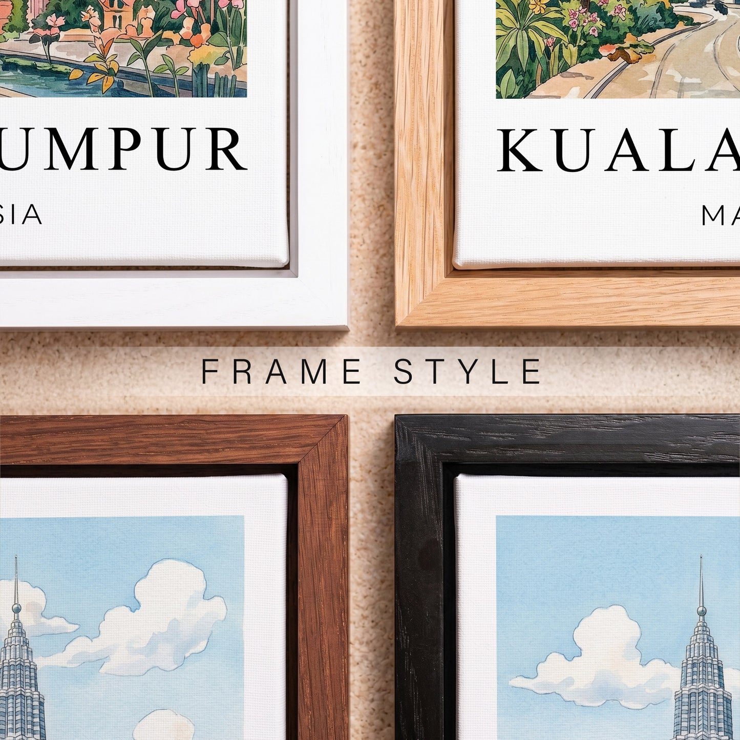 Kuala Lumpur Canvas Wall Art – Malaysia Skyline Decor, Modern Travel Artwork
