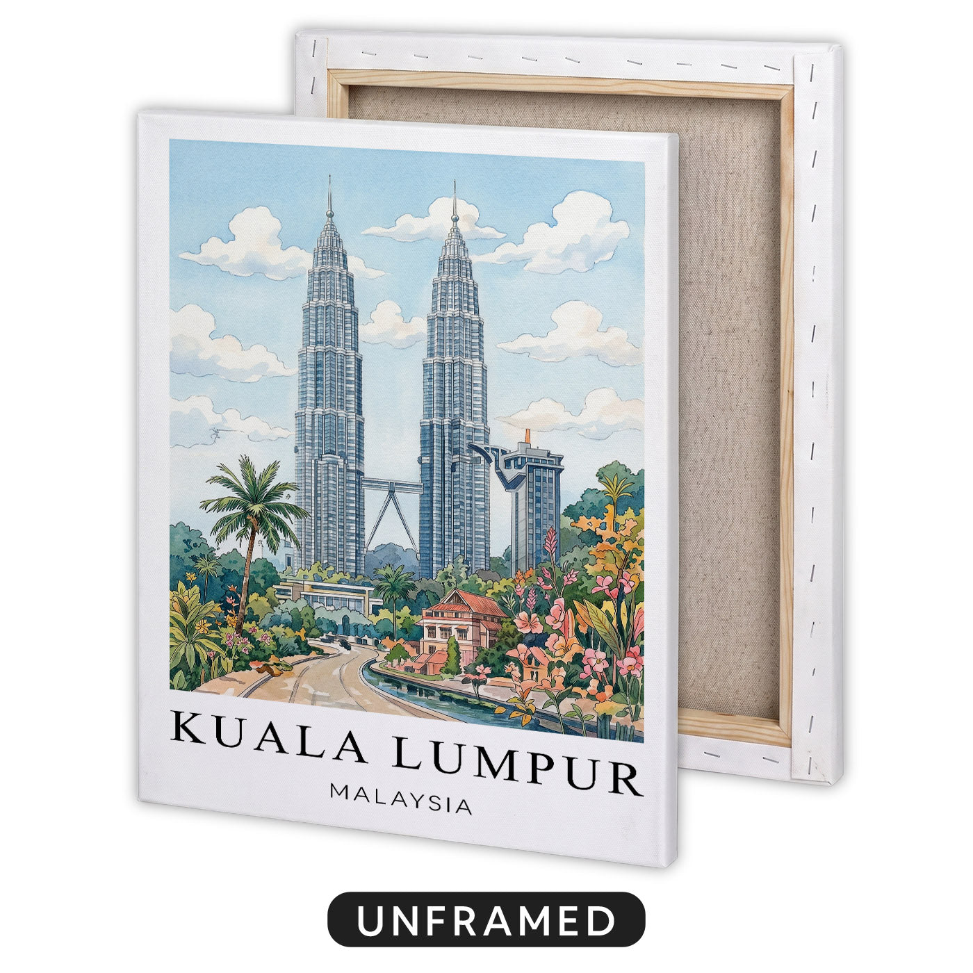 Kuala Lumpur Canvas Wall Art – Malaysia Skyline Decor, Modern Travel Artwork