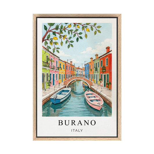 Burano Canvas Wall Art – Italy Canal Decor, Colorful Venetian Island Artwork