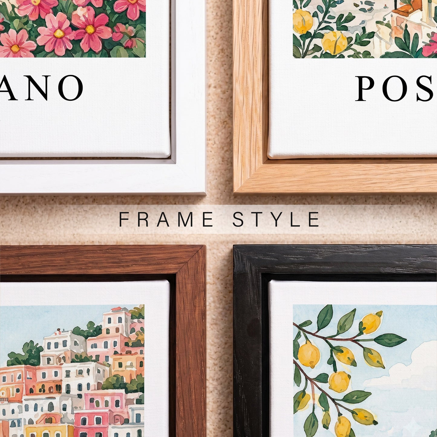 Positano Canvas Wall Art – Amalfi Coast Decor, Italy Coastal Village Artwork