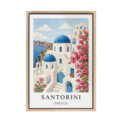 Santorini Canvas Wall Art – Greece Coastal Decor, Mediterranean Island Artwork