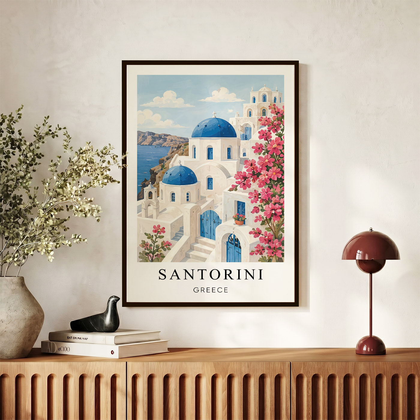 Santorini Canvas Wall Art – Greece Coastal Decor, Mediterranean Island Artwork