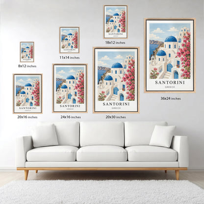 Santorini Canvas Wall Art – Greece Coastal Decor, Mediterranean Island Artwork