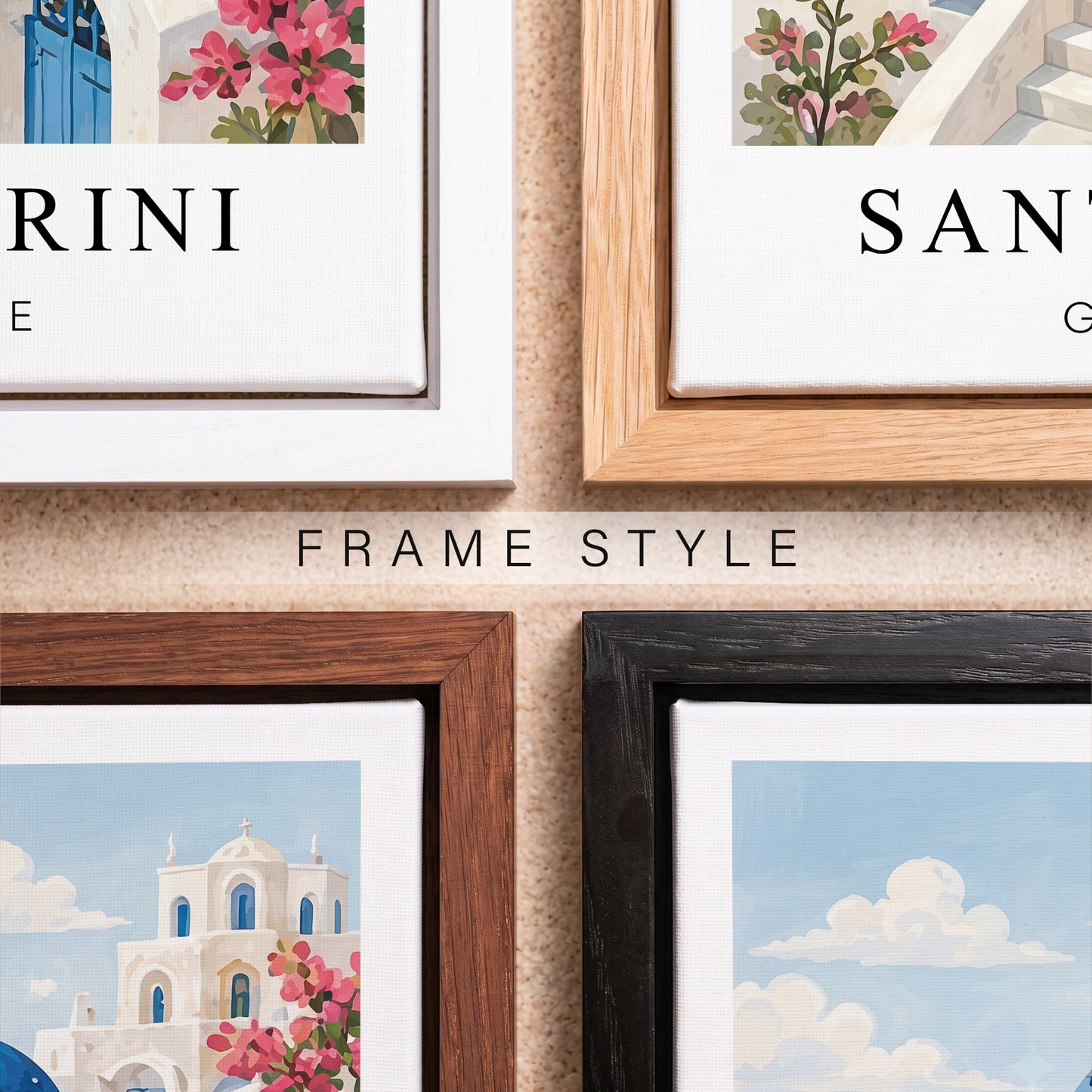 Santorini Canvas Wall Art – Greece Coastal Decor, Mediterranean Island Artwork