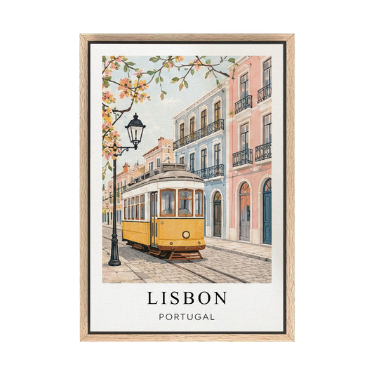 Lisbon Canvas Wall Art – Portugal Travel Decor, Vintage Tram Cityscape Artwork