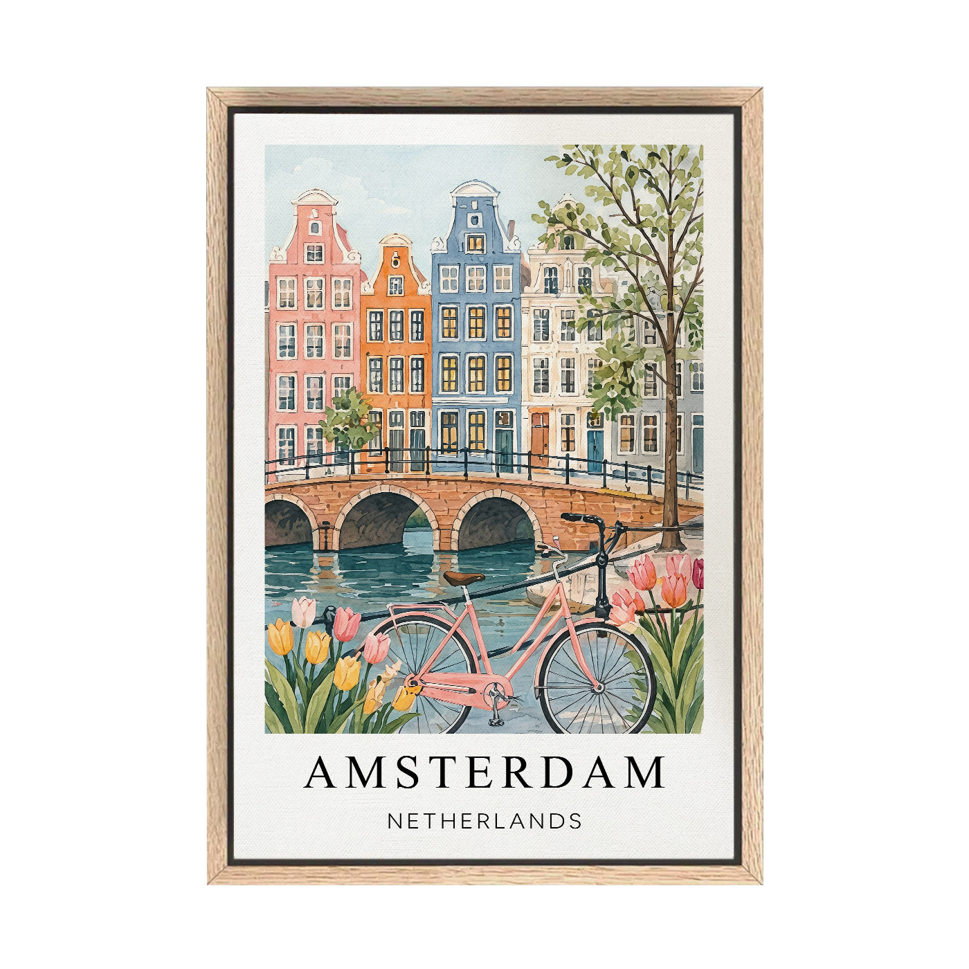 Amsterdam Canvas Wall Art – Netherlands Canal Decor, Dutch Cityscape Travel Artwork