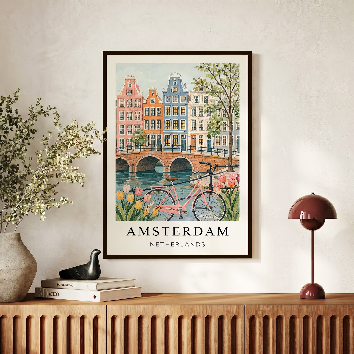 Amsterdam Canvas Wall Art – Netherlands Canal Decor, Dutch Cityscape Travel Artwork