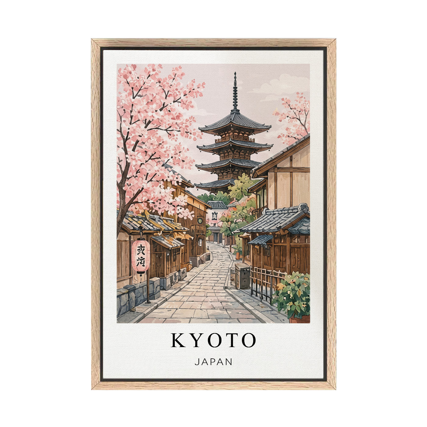 Kyoto Canvas Wall Art – Japan Temple Decor, Cherry Blossom Travel Artwork